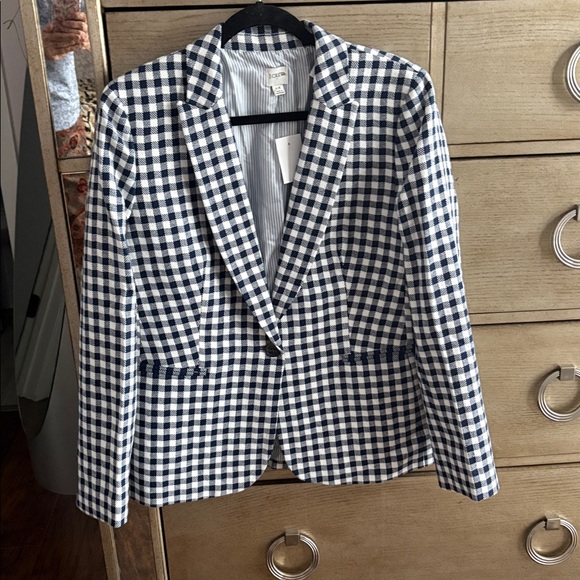 J.Crew  Navy & White Gingham Blazer - Picture 3 of 5